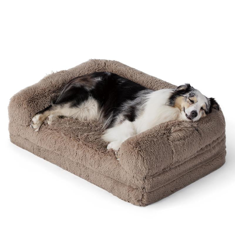 Bedsure Foldable Human Dog Bed-2 in 1 Calming Human Size Giant Dog Bed Fits Pet Families with Egg Foam Supportive Mat and Waterproof Liner