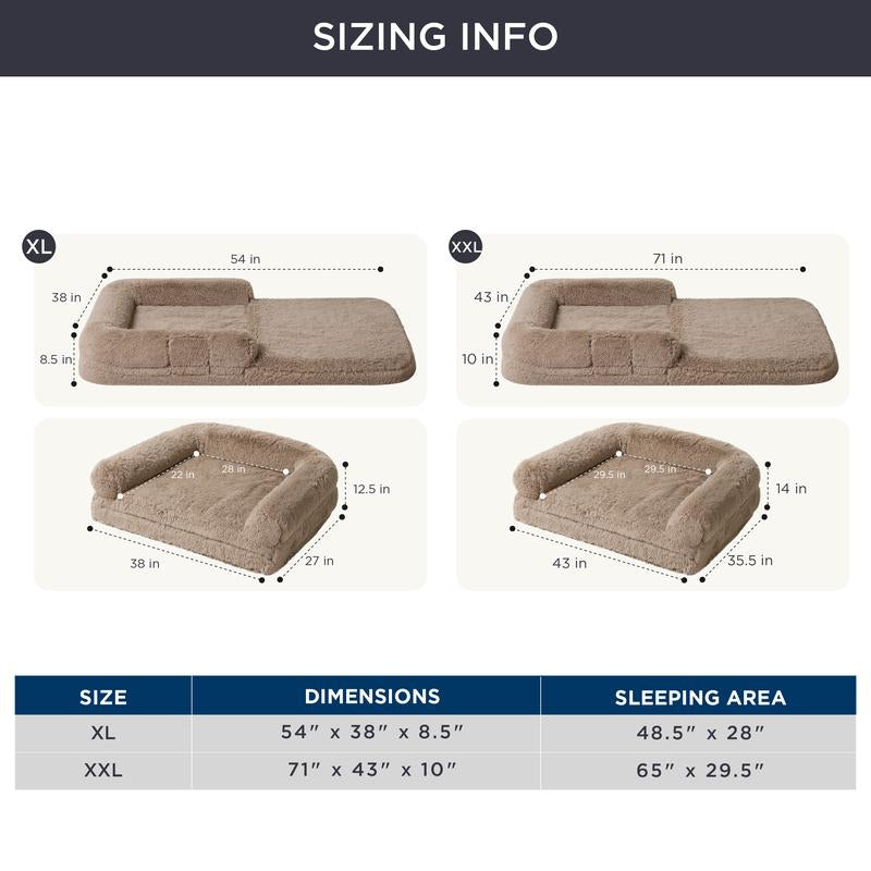 Bedsure Foldable Human Dog Bed-2 in 1 Calming Human Size Giant Dog Bed Fits Pet Families with Egg Foam Supportive Mat and Waterproof Liner